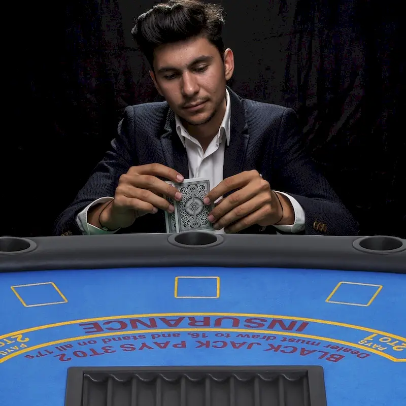 Table de poker pliable 72 po pour 7 joueurs - Bleu/Noir
