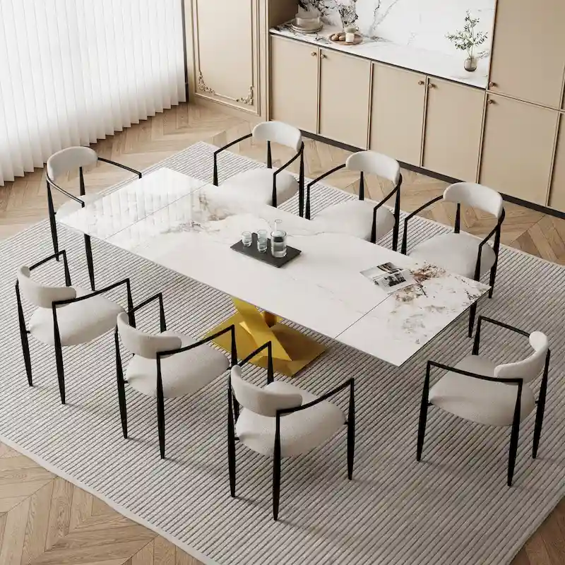 Table de salle à manger rectangulaire en pierre sintérisée