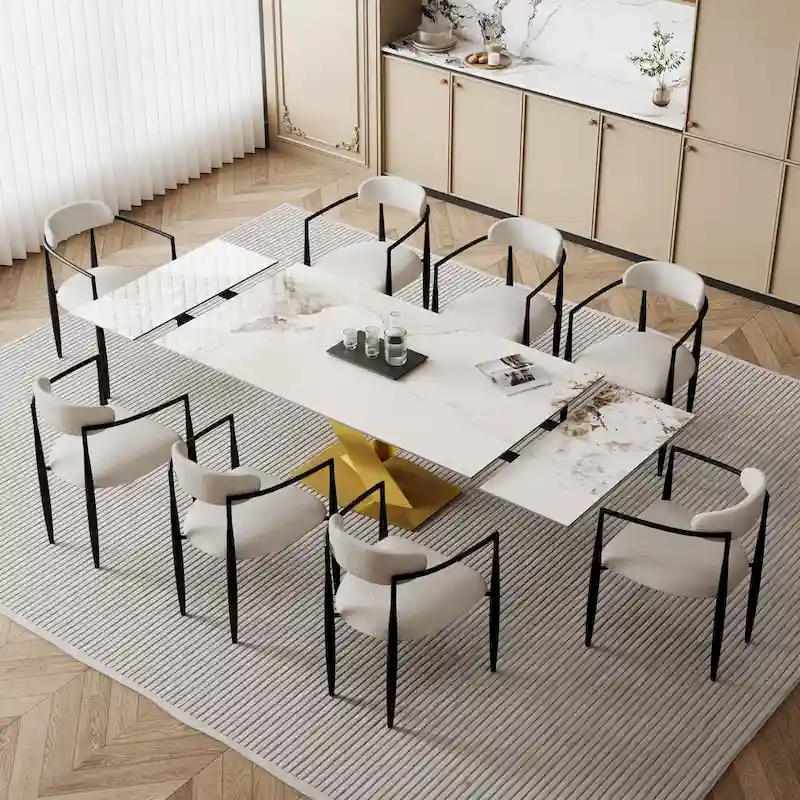 Table de salle à manger rectangulaire en pierre sintérisée