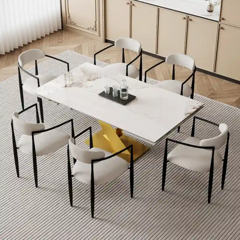 Table de salle à manger rectangulaire en pierre sintérisée