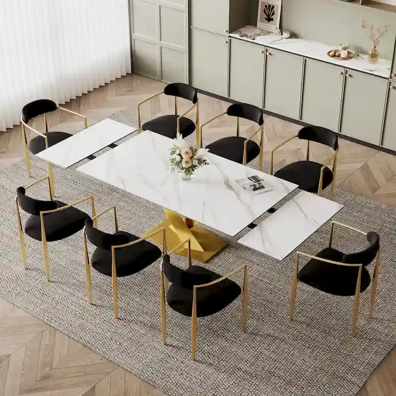 Table de salle à manger rectangulaire en pierre sintérisée