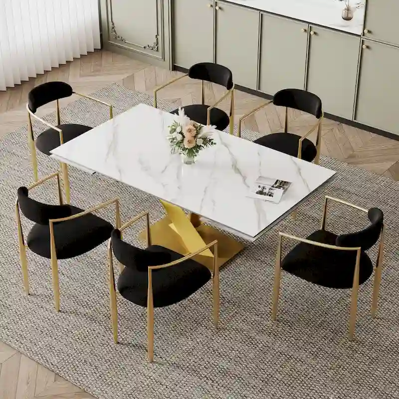 Table de salle à manger rectangulaire en pierre sintérisée