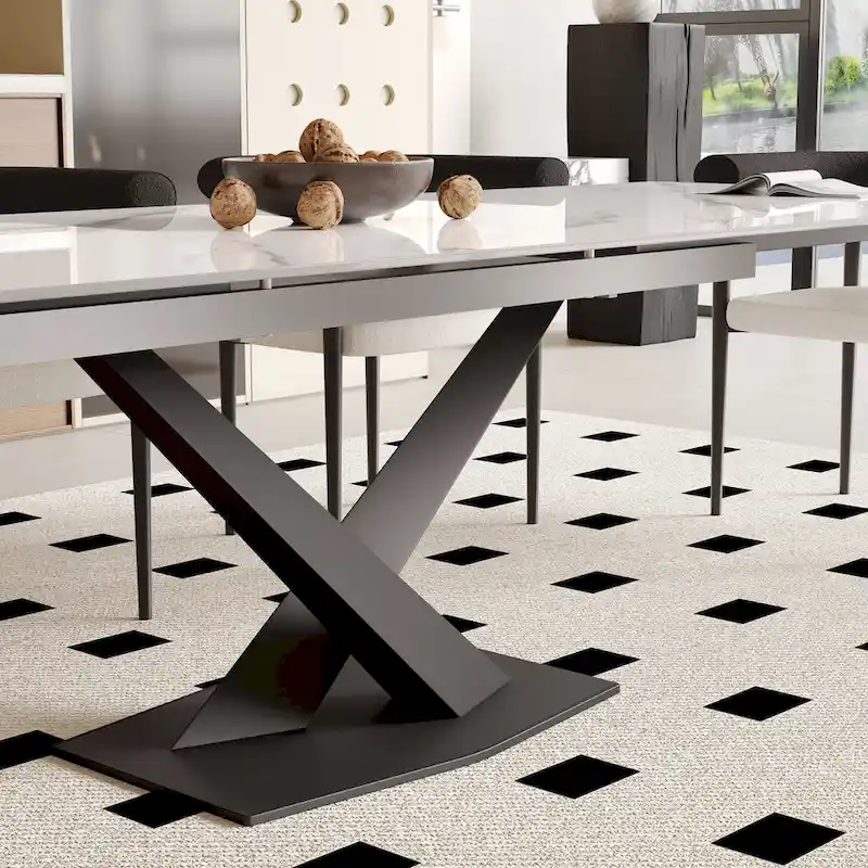 Table de salle à manger rectangulaire en pierre sintérisée