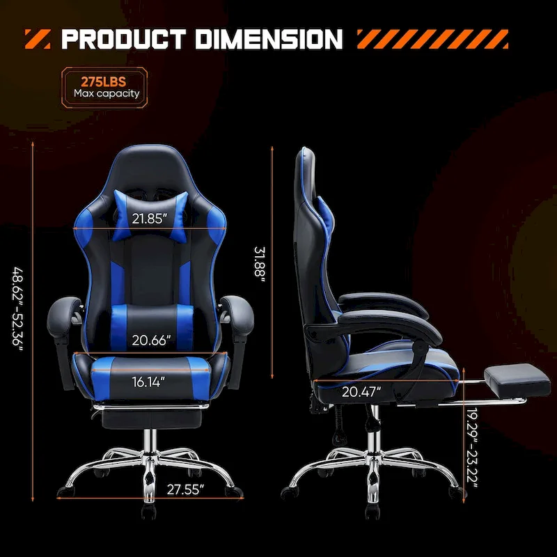 Chaise de bureau de jeu pivotante en cuir PU