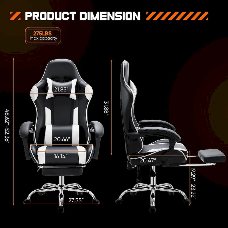 Chaise de bureau de jeu pivotante en cuir PU