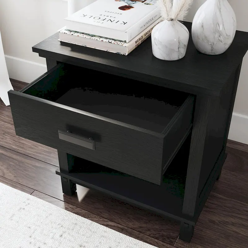 Table de chevet en bois noir