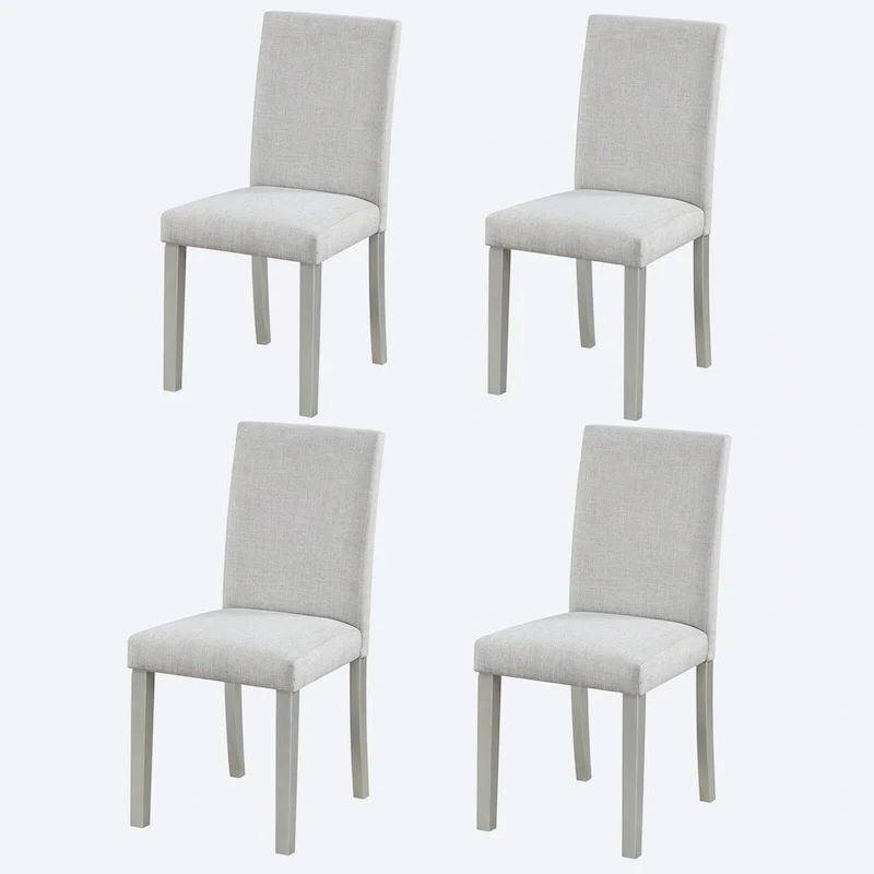 Lot de 2 chaises de salle à manger, chaises de cuisine et de salle à manger modernes, assise rembourrée en lin et pieds en bois d'hévéa