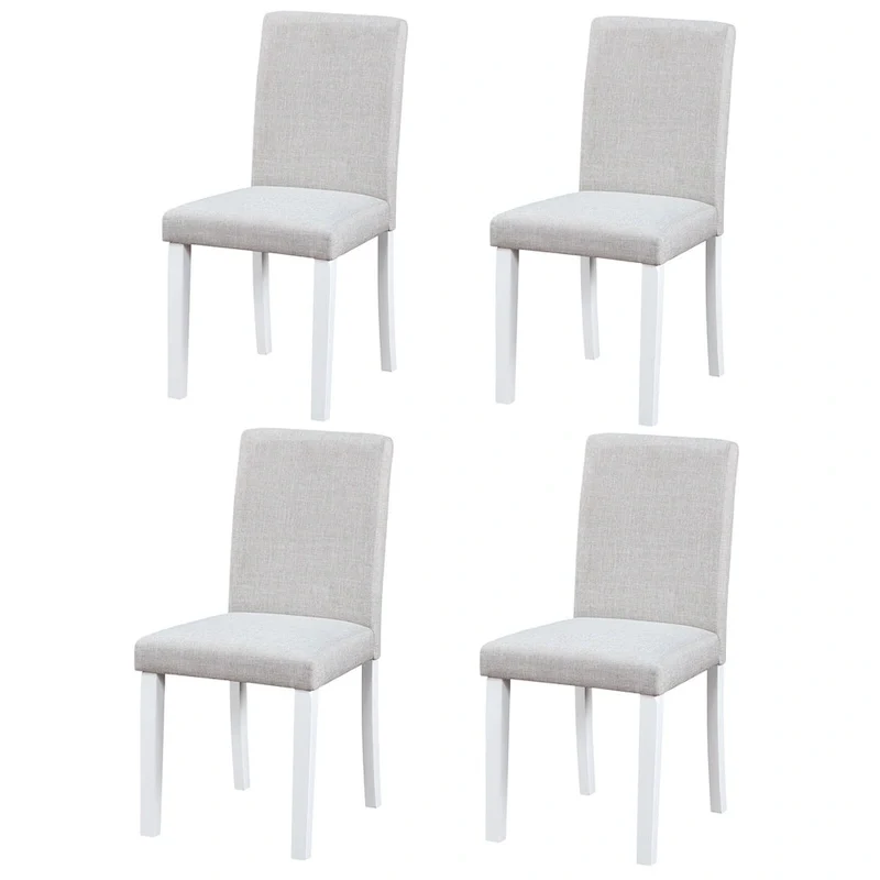 Lot de 2 chaises de salle à manger, chaises de cuisine et de salle à manger modernes, assise rembourrée en lin et pieds en bois d'hévéa