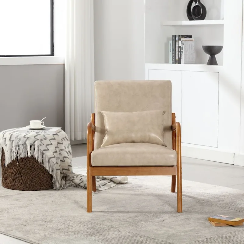 Fauteuil d'appoint moderne en cuir synthétique avec un oreiller