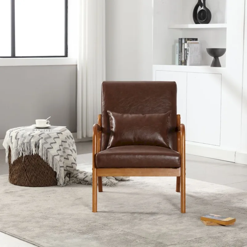 Fauteuil d'appoint moderne en cuir synthétique avec un oreiller