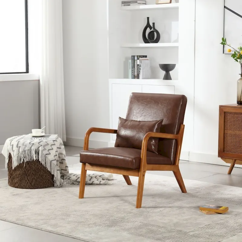 Fauteuil d'appoint moderne en cuir synthétique avec un oreiller