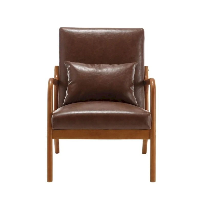 Fauteuil d'appoint moderne en cuir synthétique avec un oreiller
