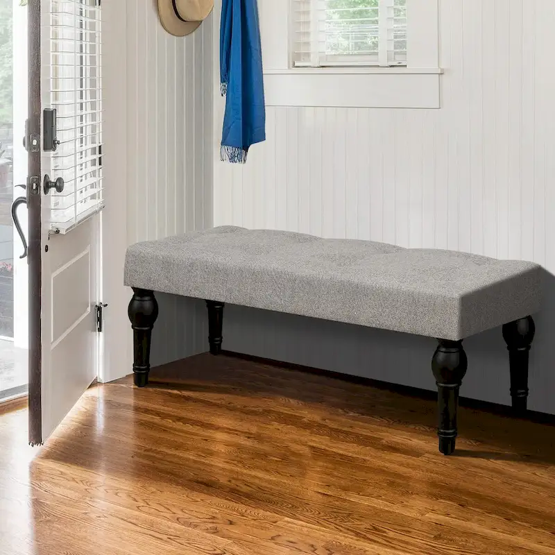 Banc de Chevet Capitonnage Français avec Pieds en Colonne Romaine Épaissie 4" pour Chambre, Salon, Entrée