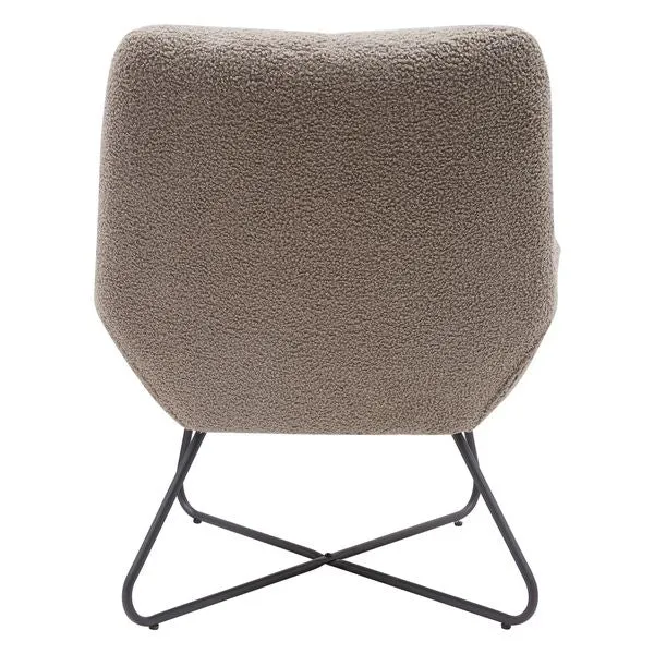Fauteuil tissu effet laine bouclette gris foncé