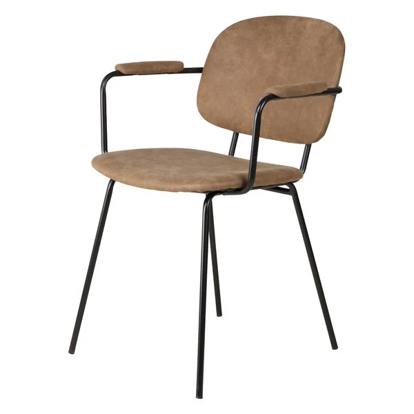 Fauteuil tissu effet daim marron foncé