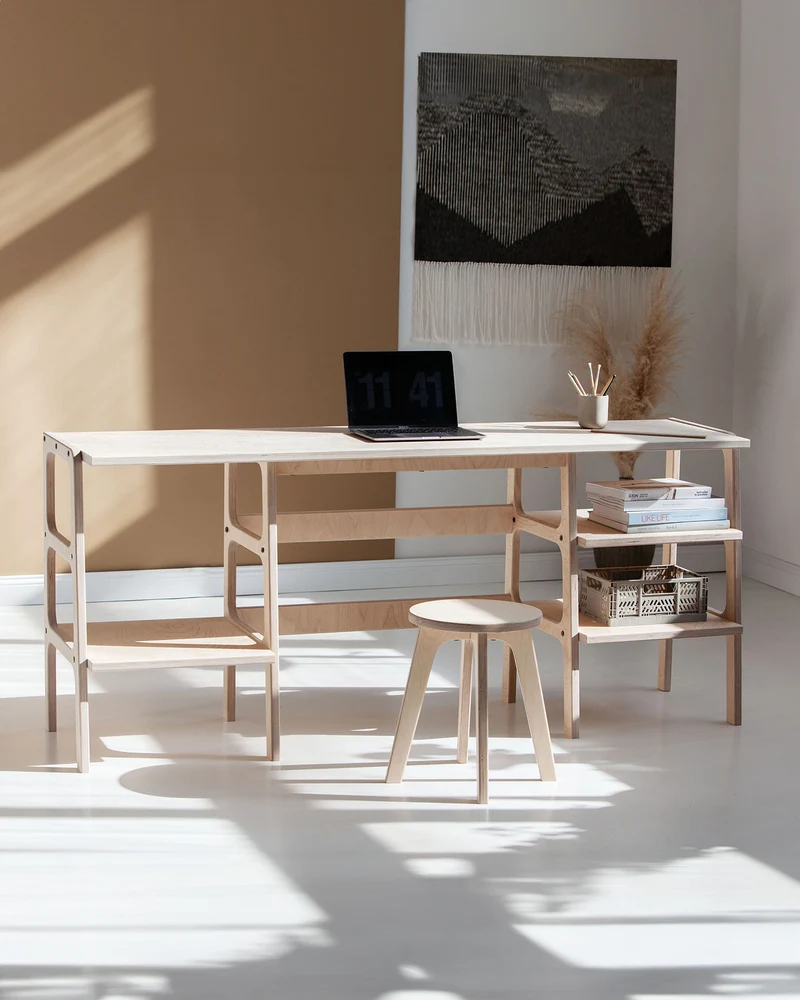Mid-Century Desk · 180 cm · 2 Drawers & 2 Shelves