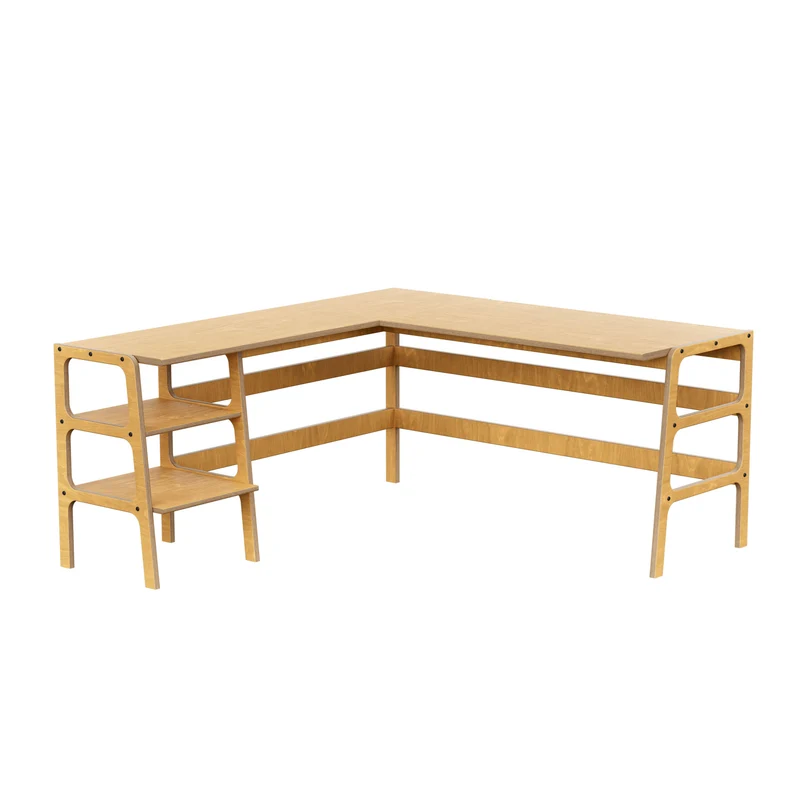 Mid-Century L-Shape Desk · Shelves · 65/65