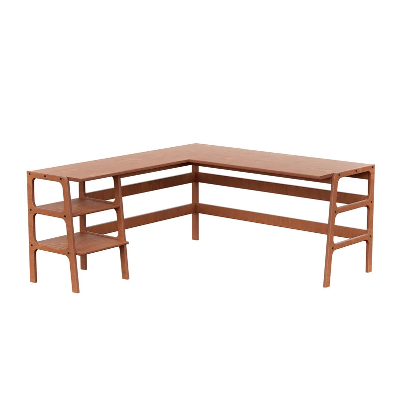 Mid-Century L-Shape Desk · Shelves · 65/65
