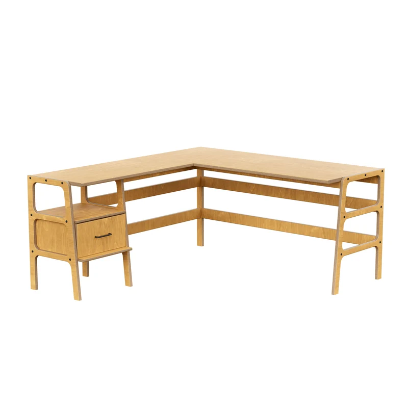 Mid-Century L-Shape Desk · 1 Drawer · 49/65