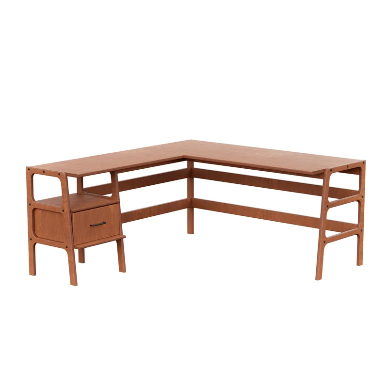 Mid-Century L-Shape Desk · 1 Drawer · 49/65