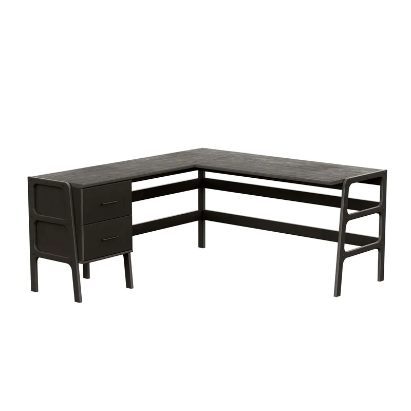 Mid-Century L-Shape Desk · 2 Drawers · 49/65