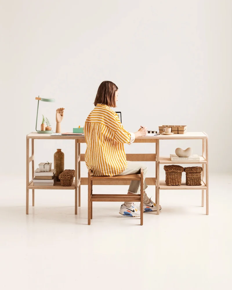 Mid-Century Desk · 180 cm · 3 Shelves