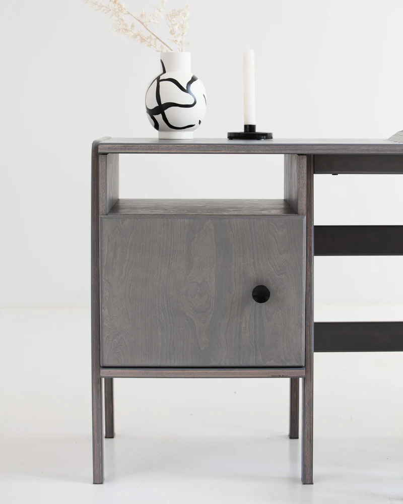 Mid-Century Desk · 180 cm · Cabinet & Drawers