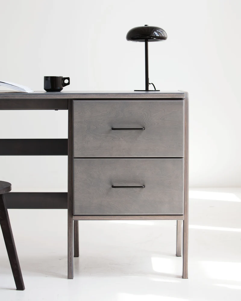 Mid-Century Desk · 180 cm · Cabinet & Drawers