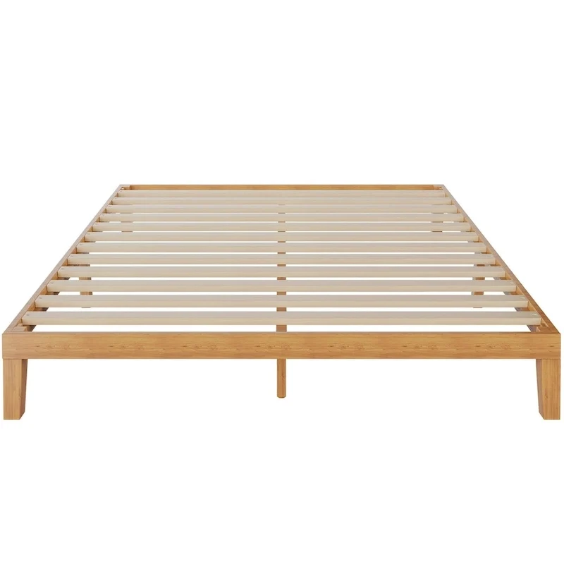 Lit plateforme Queen Size en bois massif, capacité de 450 kg, rangement sous le lit (sans tête de lit)