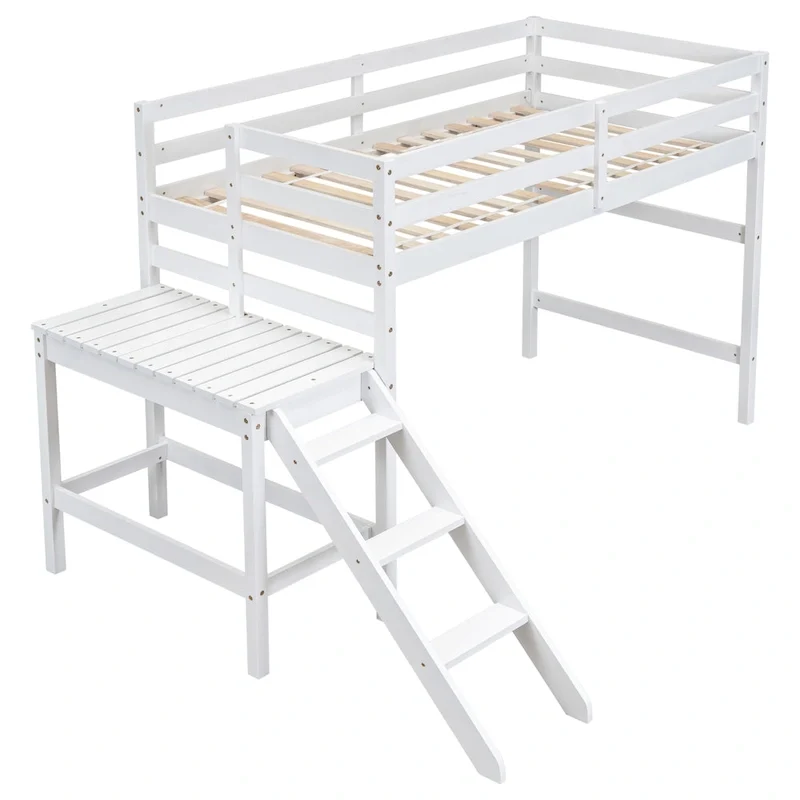 Lit mezzanine avec plateforme, échelle