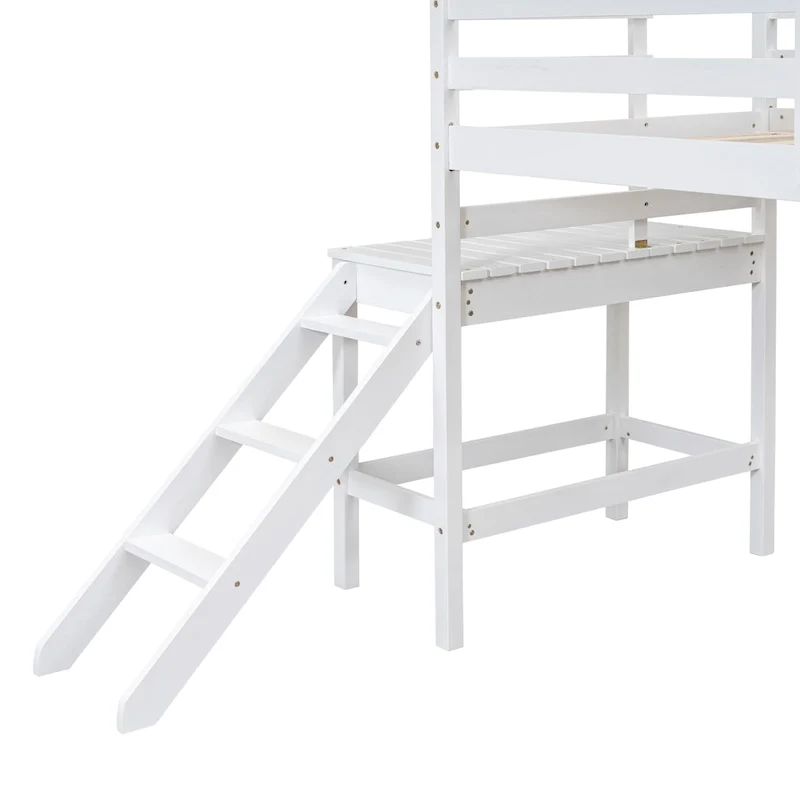 Lit mezzanine avec plateforme, échelle