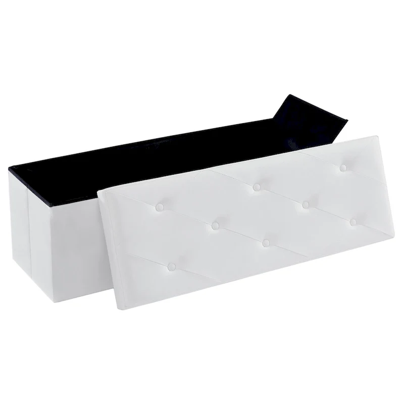 Pouf de rangement pliable, Repose-pieds, Pouf capitonné en cuir, Petit pouf carré pour salon, chambre à coucher, dortoir