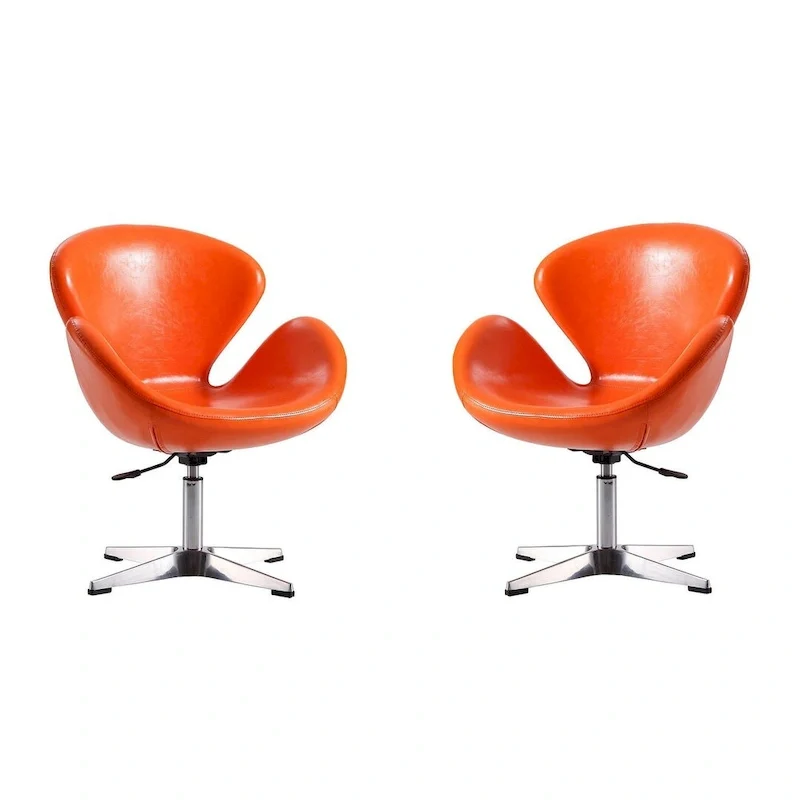 Chaises pivotantes confortables et réglables en chrome (Lot de 2)