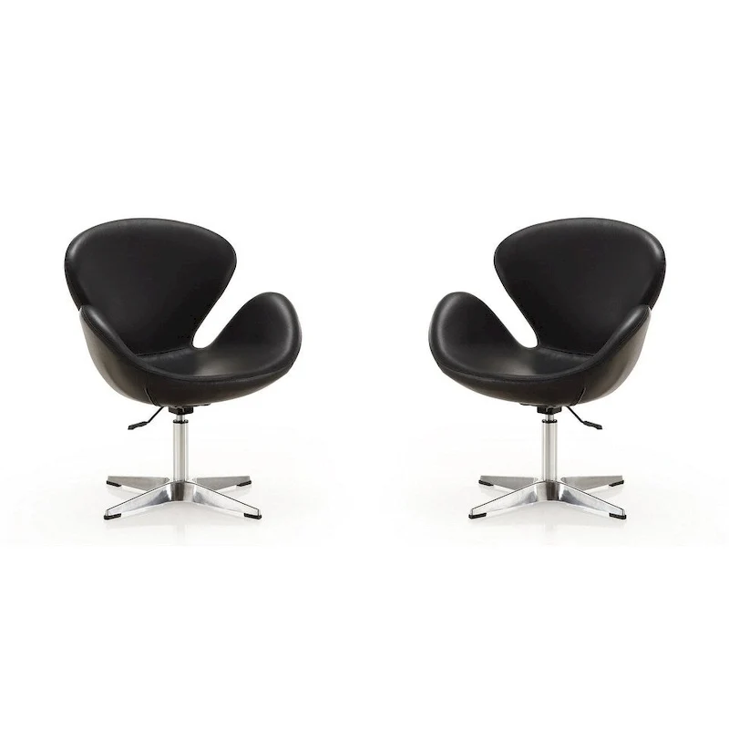 Chaises pivotantes confortables et réglables en chrome (Lot de 2)