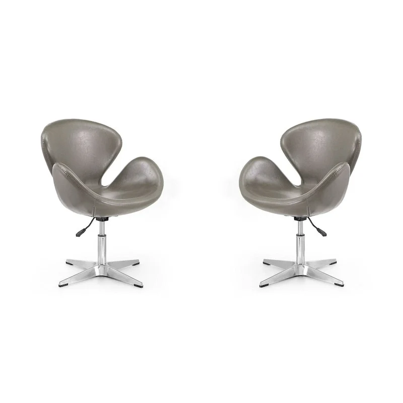 Chaises pivotantes confortables et réglables en chrome (Lot de 2)