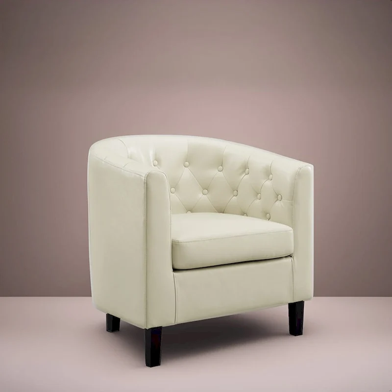 Fauteuil d'appoint, Fauteuil club en similicuir capitonné, Fauteuil d'appoint moderne du milieu du siècle, Fauteuil confortable, Fauteuils club en forme de tonneau