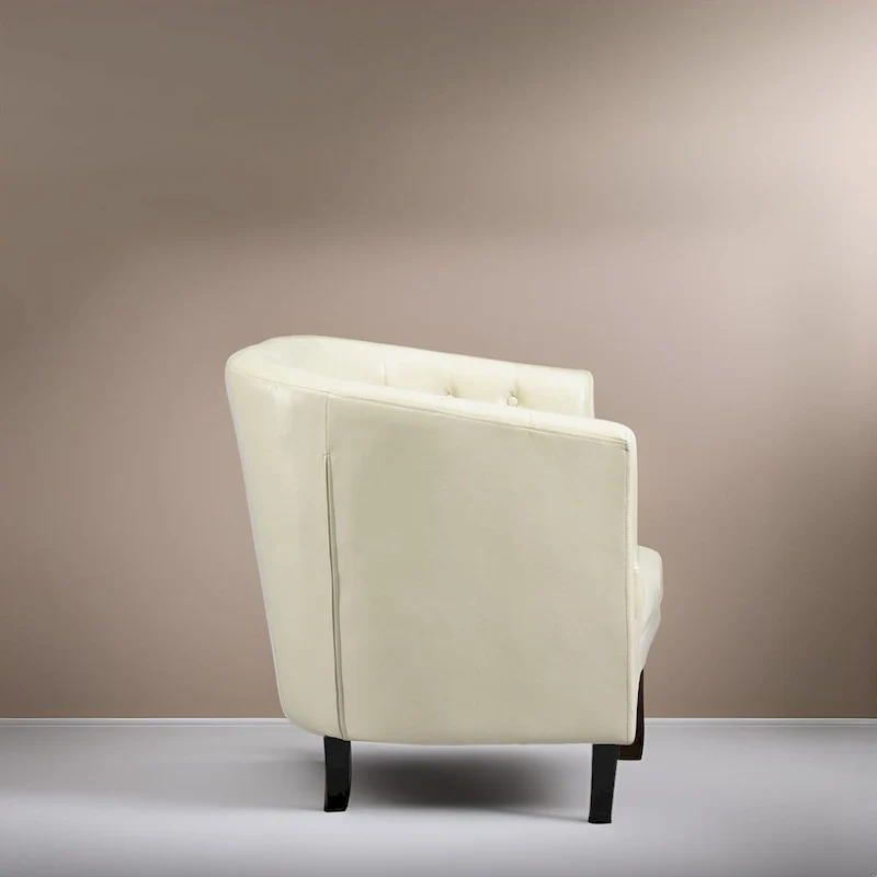 Fauteuil d'appoint, Fauteuil club en similicuir capitonné, Fauteuil d'appoint moderne du milieu du siècle, Fauteuil confortable, Fauteuils club en forme de tonneau