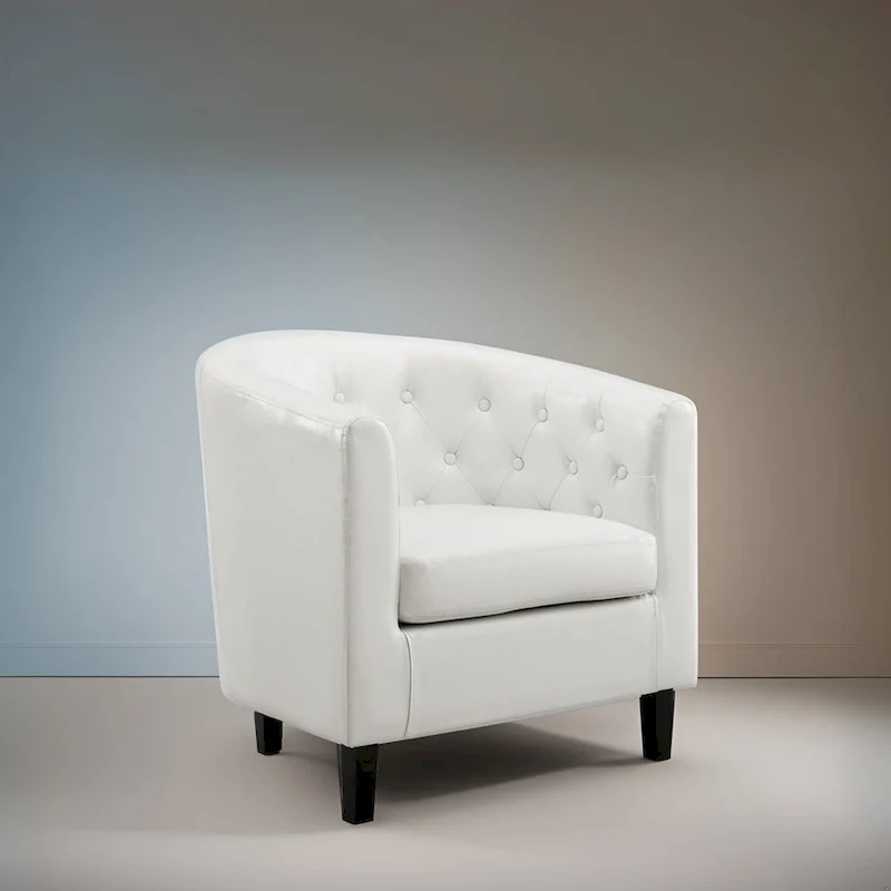 Fauteuil d'appoint, Fauteuil club en similicuir capitonné, Fauteuil d'appoint moderne du milieu du siècle, Fauteuil confortable, Fauteuils club en forme de tonneau