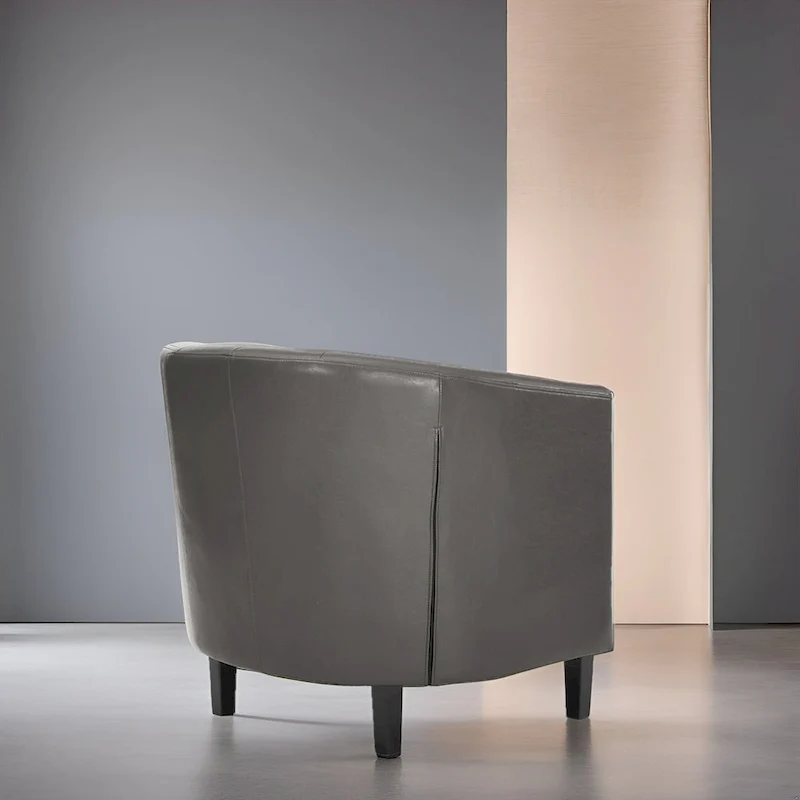 Fauteuil d'appoint, Fauteuil club en similicuir capitonné, Fauteuil d'appoint moderne du milieu du siècle, Fauteuil confortable, Fauteuils club en forme de tonneau