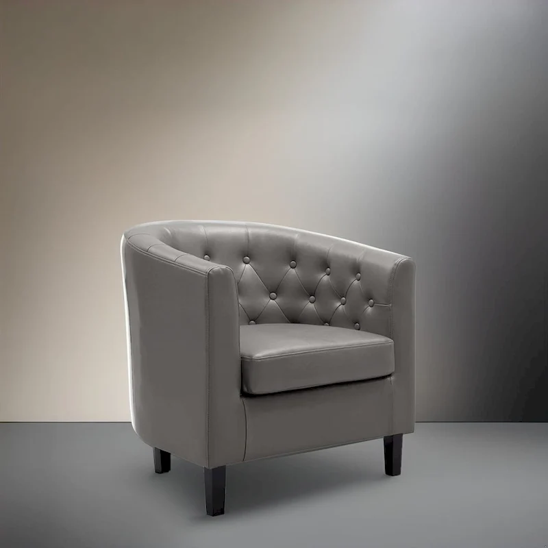 Fauteuil d'appoint, Fauteuil club en similicuir capitonné, Fauteuil d'appoint moderne du milieu du siècle, Fauteuil confortable, Fauteuils club en forme de tonneau