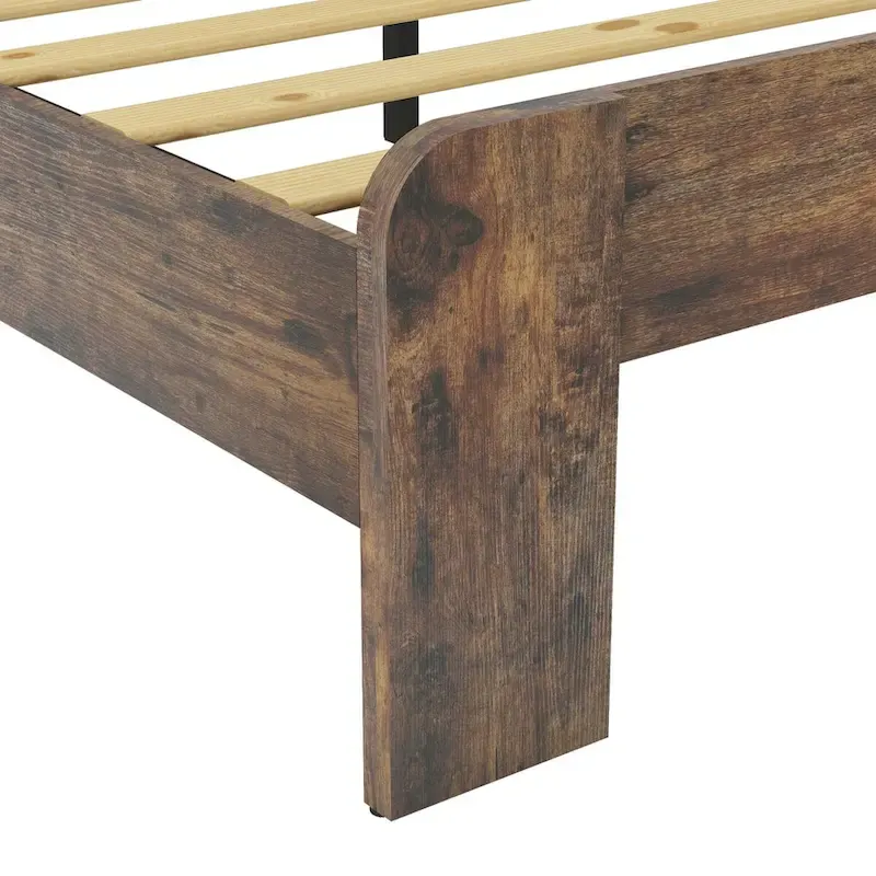 Lit plateforme en bois marron foncé de taille double pour chambre à coucher