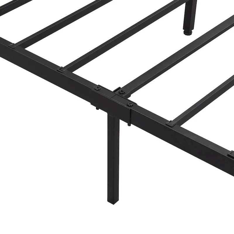 Lit Plateforme King Size Moderne en Métal avec Tête de Lit en Bois, 2 Tiroirs et Lumières LED