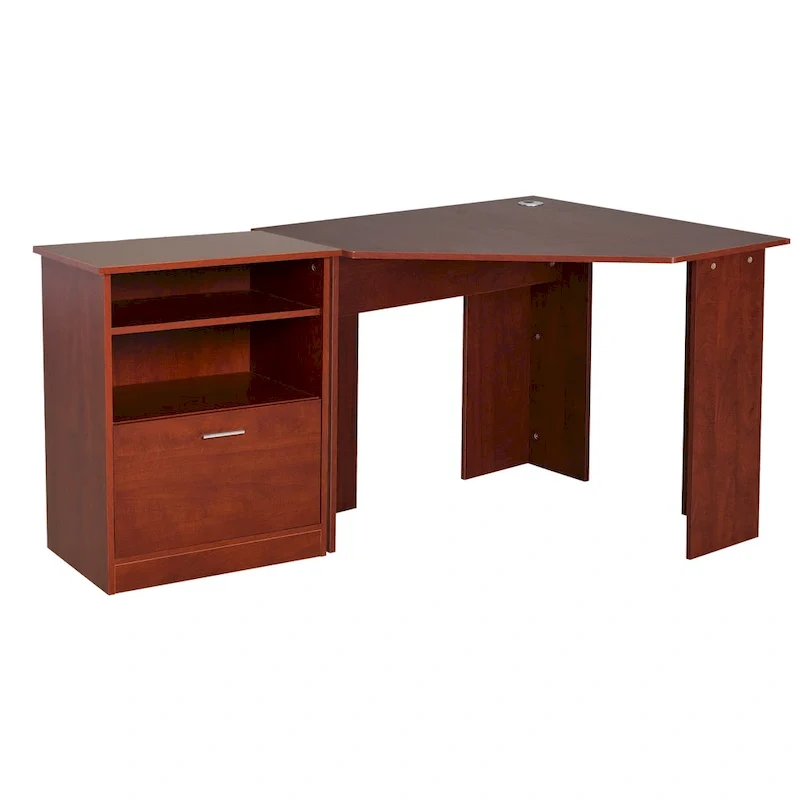 Bureau informatique avec armoire pour imprimante, bureau d'angle en L avec rangements, poste de travail PC pour bureau à domicile