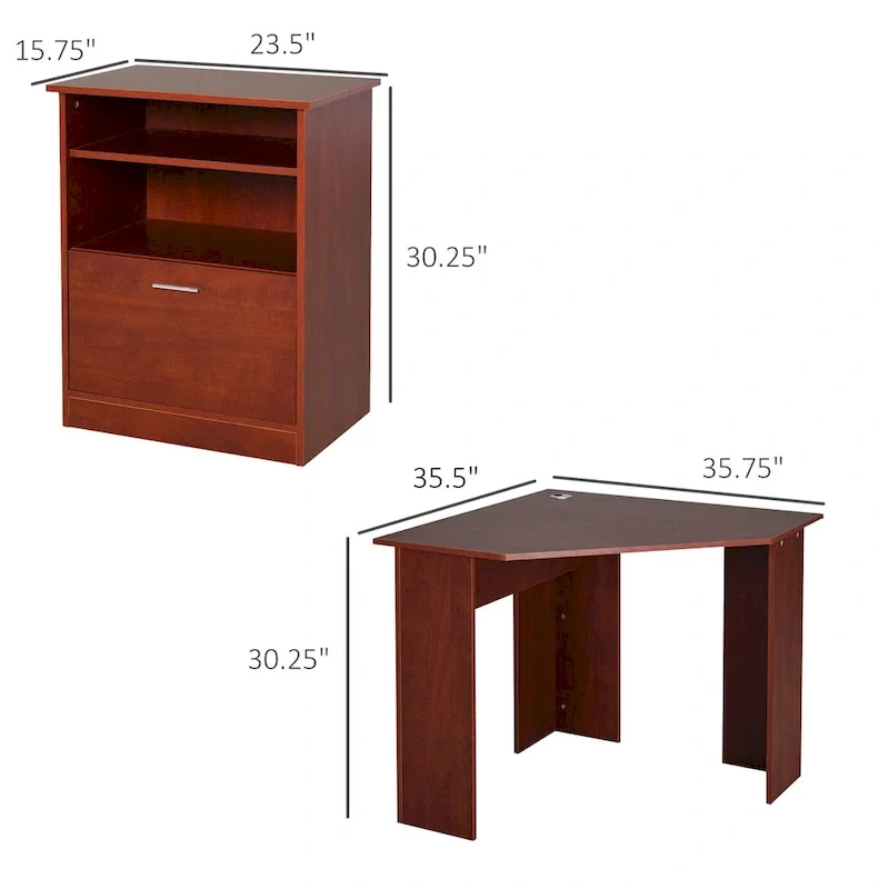 Bureau informatique avec armoire pour imprimante, bureau d'angle en L avec rangements, poste de travail PC pour bureau à domicile