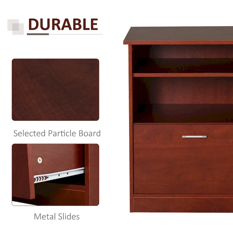 Bureau informatique avec armoire pour imprimante, bureau d'angle en L avec rangements, poste de travail PC pour bureau à domicile