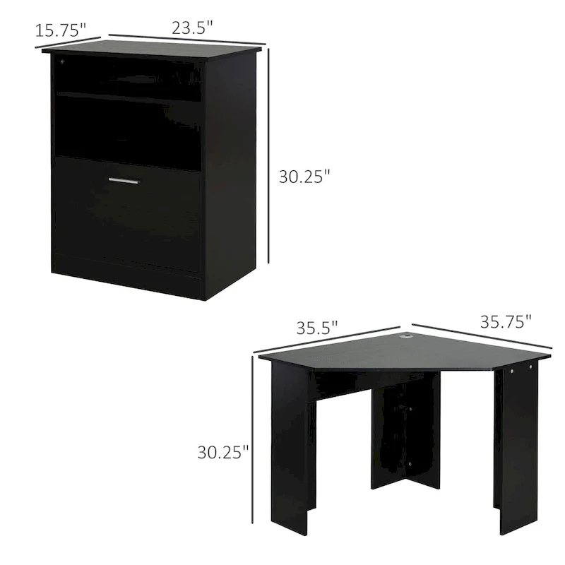 Bureau informatique avec armoire pour imprimante, bureau d'angle en L avec rangements, poste de travail PC pour bureau à domicile