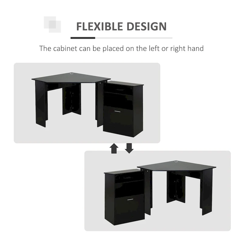 Bureau informatique avec armoire pour imprimante, bureau d'angle en L avec rangements, poste de travail PC pour bureau à domicile