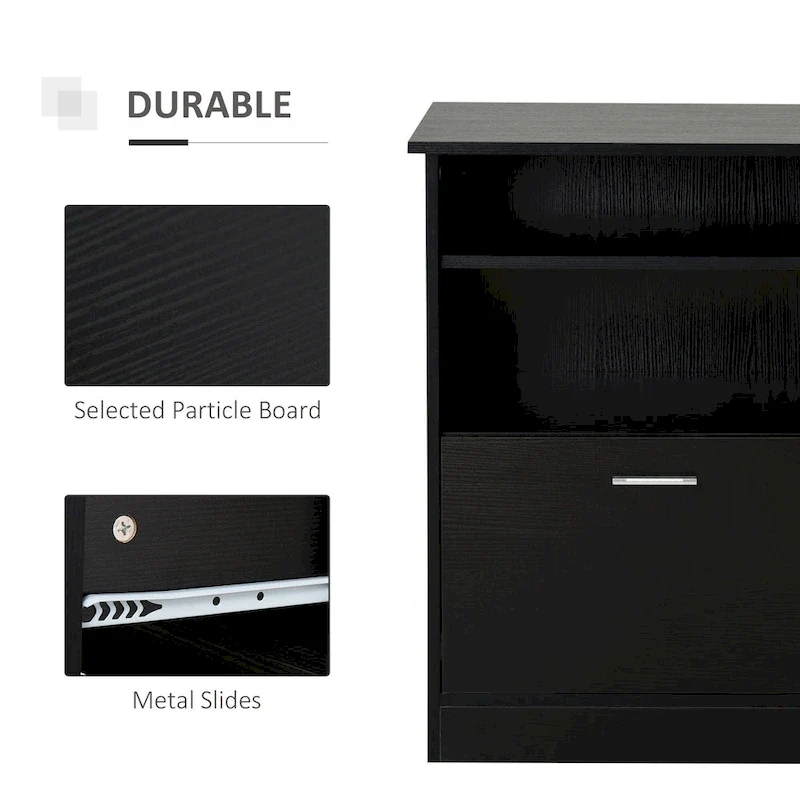 Bureau informatique avec armoire pour imprimante, bureau d'angle en L avec rangements, poste de travail PC pour bureau à domicile