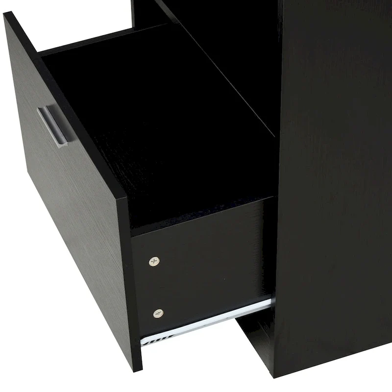 Bureau informatique avec armoire pour imprimante, bureau d'angle en L avec rangements, poste de travail PC pour bureau à domicile