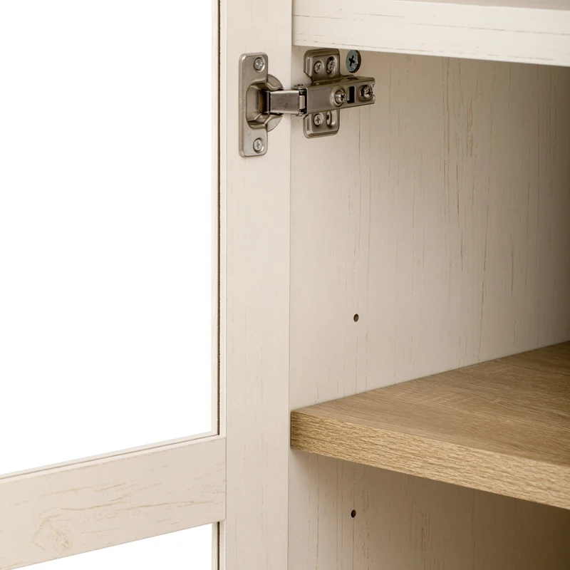 Armoire haut blanc forme arche avec verre cannelé 76x40x180cm RUSTICPILLOWSET
